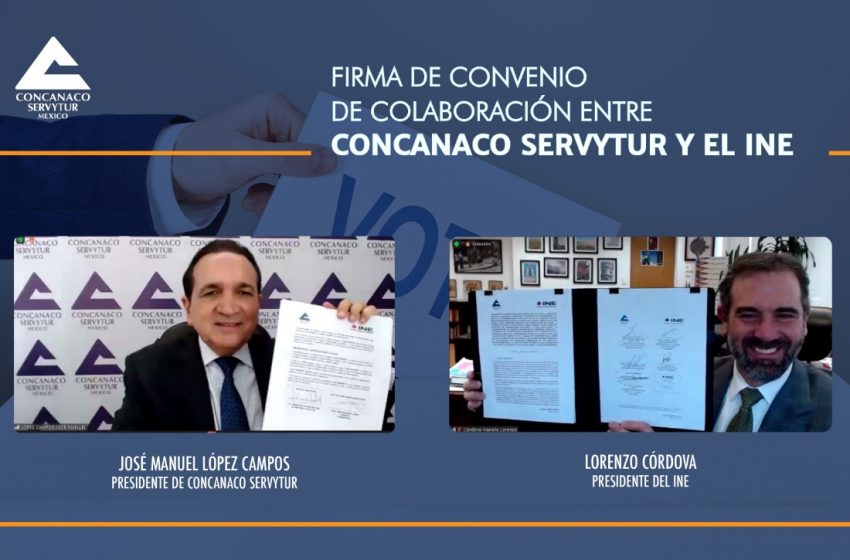  Firma Concanaco Servytur convenio con el INE para promover la participación ciudadana en las elecciones de este año.