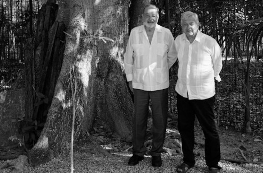  Evalúan AMLO y Carlos Slim avance en la construcción del Tren Maya