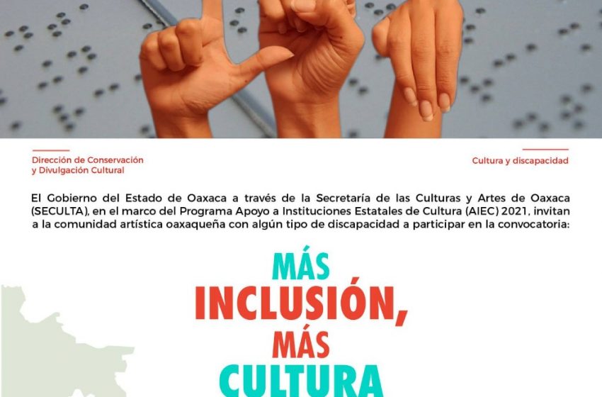  Emite Seculta convocatoria “Más inclusión, más cultura edición 2021”
