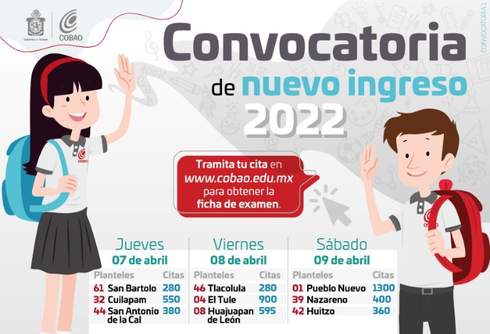  Cobao da a conocer convocatoria de nuevo ingreso 2022