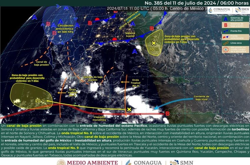  Onda tropical número 9 mantendrá lluvias y condiciones inestables en gran parte de Oaxaca