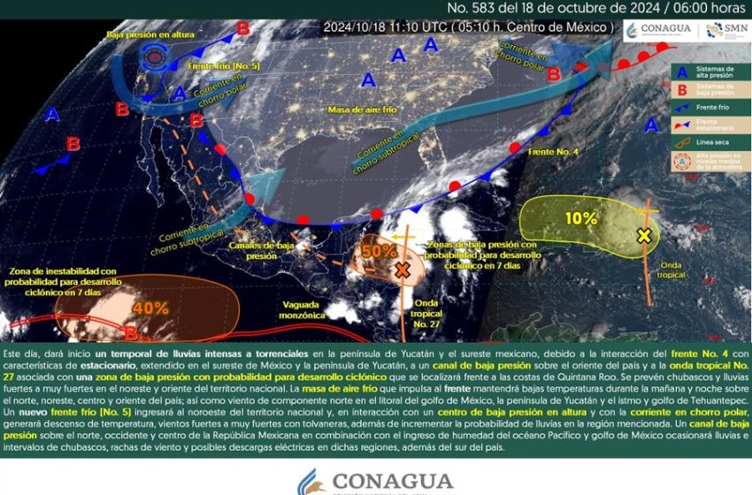  Pronostican lluvias para este día y el fin de semana en territorio oaxaqueño